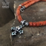 Koral - naszyjnik z krzyżem - Anioł w Biżuteria/Dla mężczyzn