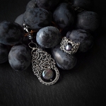 Dark Sweetness - unikatowy srebrny komplet biżuterii z perłami - Iza Malczyk w Biżuteria/Komplety