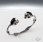 Holy bones (black onyx) - skull bracelet, anatomical bones, skulls, biomechanics, Cuff Bracelet, cuff,black onyx